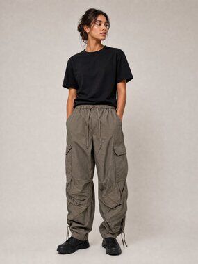 Refuge Balloon Cargo Adjustable Parachute Pants in Tan | Y2K Streetwear